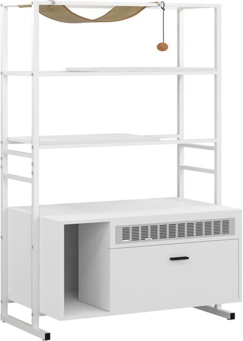 Meilleurs prix pour SogesHome Maison de Toilette pour Cacher Bacs à Litière pour Chat avec Tour d'arbre à Chat, Hamac et Chiffon à Gratter,Blanc