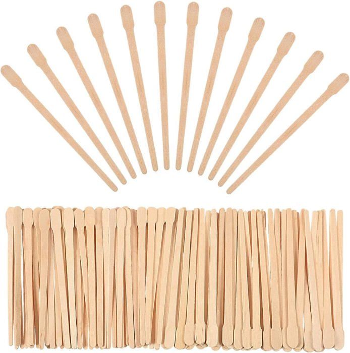 Lot De 200 Bâtonnets En Bois Naturel 15 Cm - Spatules Bricolage, Glaces Et Épilation à La Cire
