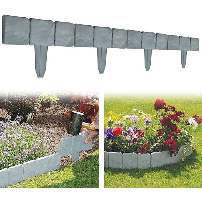 Lot De 10 Bordures De Clôture De Jardin En Plastique Imitation Pierre