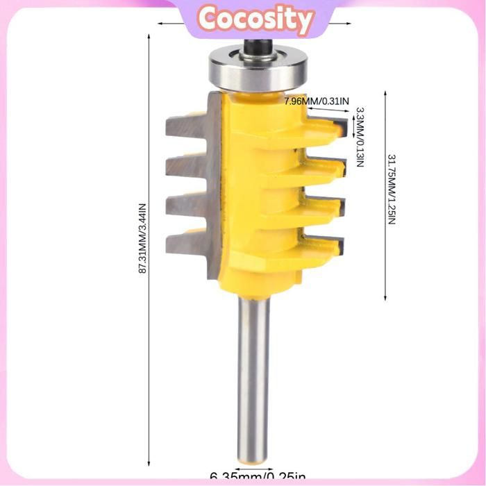 Meccion Réglable Routeur de Joint de Doigt Bit 8mm Tige Rainure et
