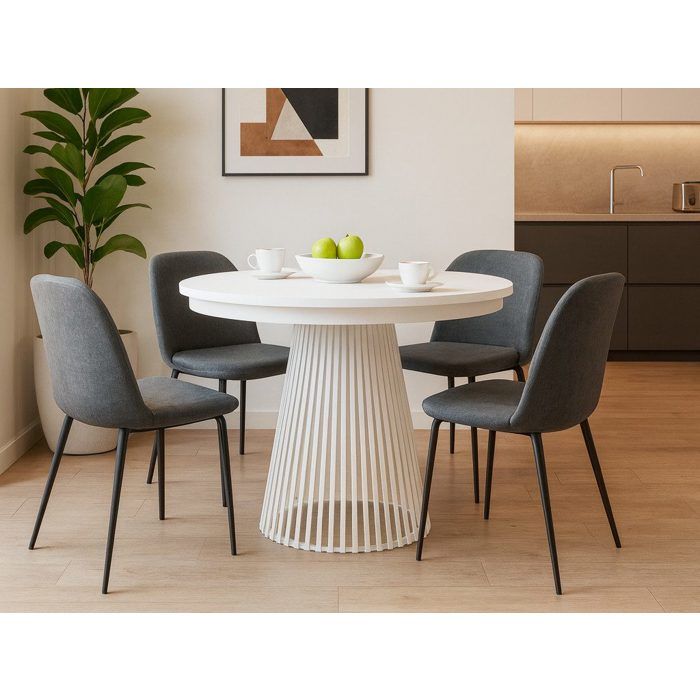 Table Ronde Moderne Table ronde Lumi moderne Ø100–180 cm extensible, résistante à la ...