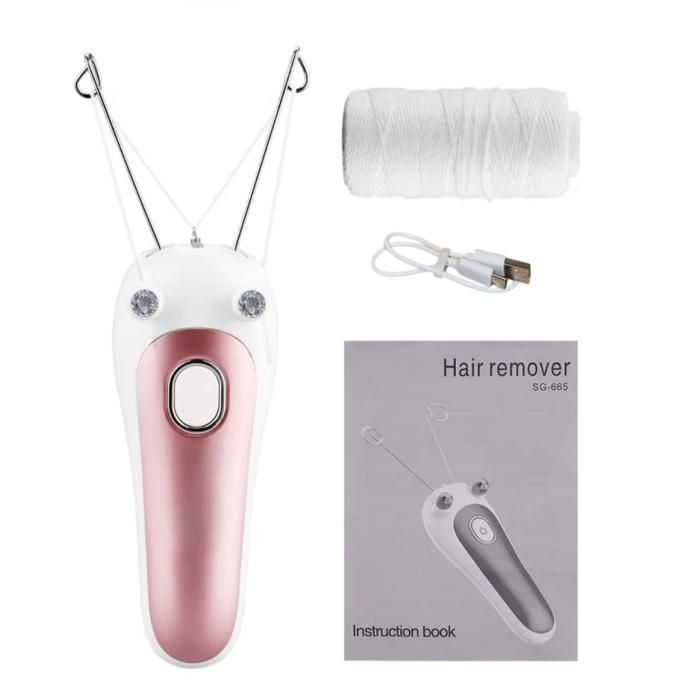 Femmes épilateur électrique corps épilateur du visage fil de coton déplumeur épilateur visage rasoir visage jambe bras Pink