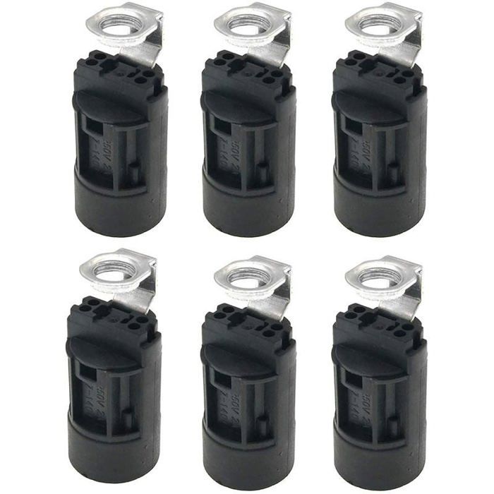 Lot de 6 douilles E14 en plastique – Culot bougie – Pour fabrication ou restauration de lampes lustres et projets DIY Label