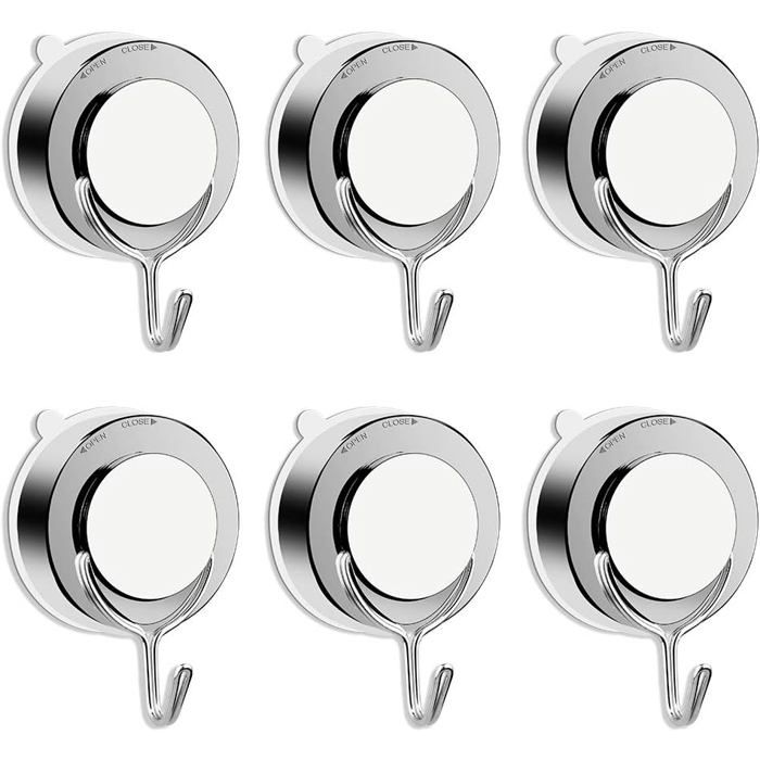 Crochet ventouse douche acier inox - 6 pièces - Puissant pour serviettes