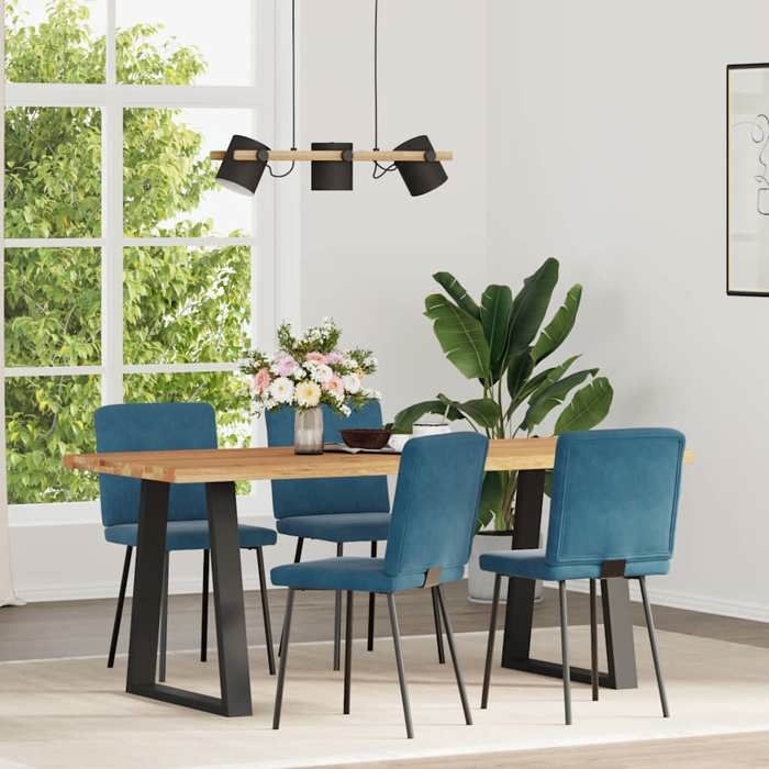 “Winter SaleTOP Chaise de cuisine Bleu - Chaises à manger lot de 4 Bleu Velours PRO81274