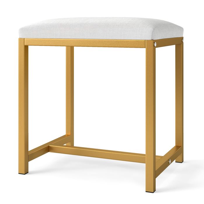 Tabouret de Coiffeuse COSTWAY avec Coussin Rembourré Doux et Pieds Métalliques Dorés Modernes Charge Max 150 KG Moderne