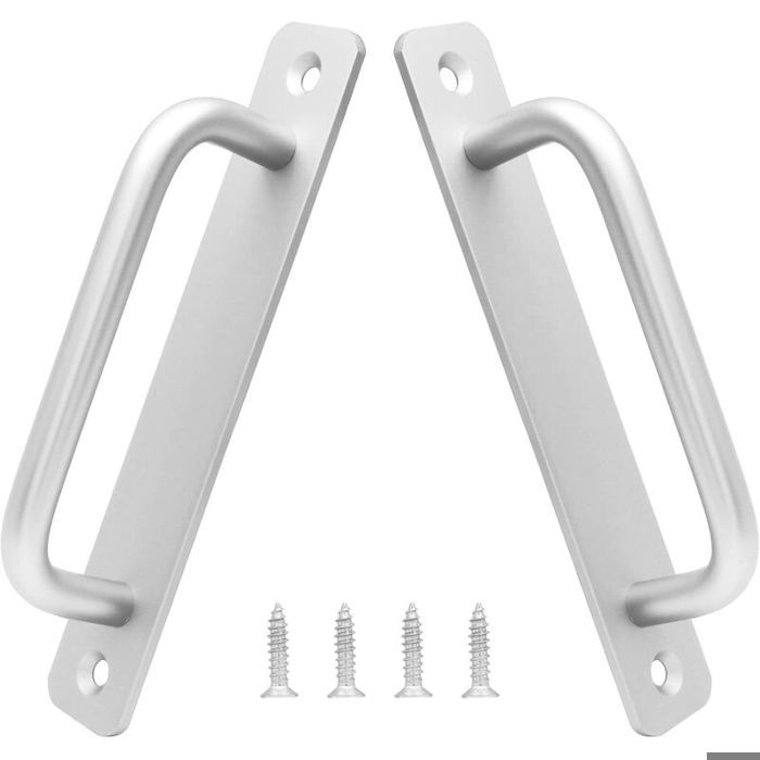Poignées de porte coulissante en aluminium - MICH - Lot de 2 - 128 mm - Argent - Installation facile