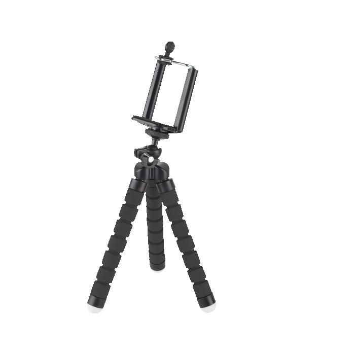 Trepied Flexible Universel Kruger et Matz KM1365 - Pieds Articules en Mousse - Rotule 360 - Pour Smartphone et Camera Sport - Noir