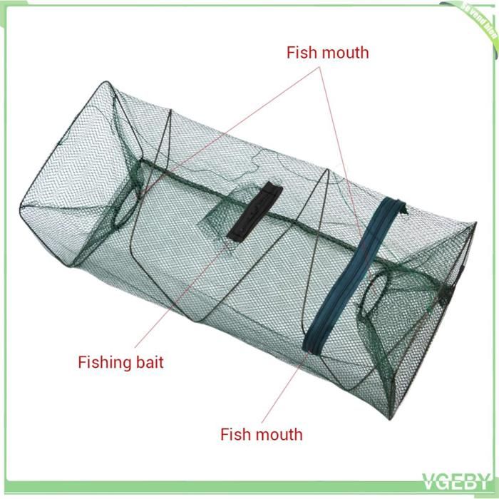 Fafeicy Cage à poissons Filet de pêche Portable rétractable Cage à mailles pour poissons et crevettes piège sport materiel Vert