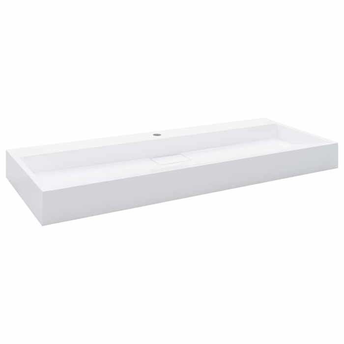 Moderne Lavabo 120x46x11 cm Fonte minérale/marbre Blanc Évier & lavabo @EU33486
