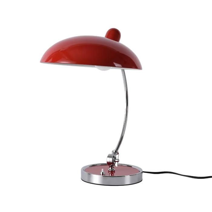 Lampe de Table BOFA Rouge et Chromée Abat-Jour Métal Orientable Style Vintage Douille E27