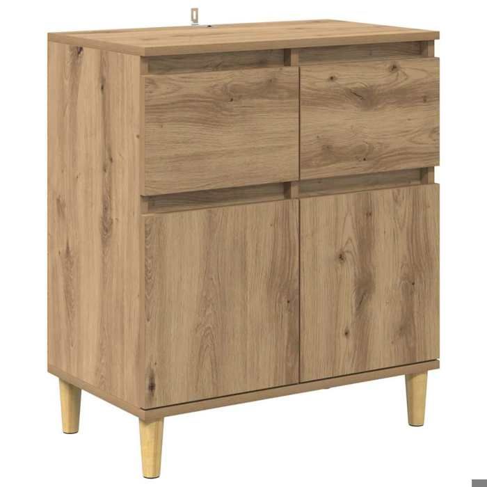 Bois Buffet Rangement 1 PC Sidebord/Commode pour salon Chêne artisanal 60x35x70 cm Bois dingénierie bb6363