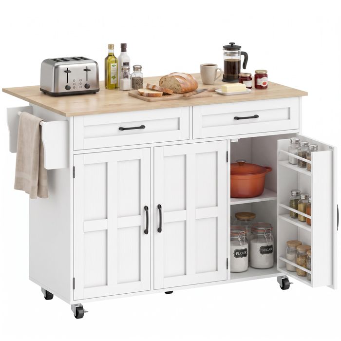 Plat central de cuisine rabattable plateau 129 x 72 x 905 cm blanc