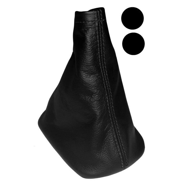 Soufflet Levier De Vitesse En Cuir Véritable AERZETIX Pour Volvo XC90 2002-2014 Boîte Automatique - Noir Surpiqûres Noires