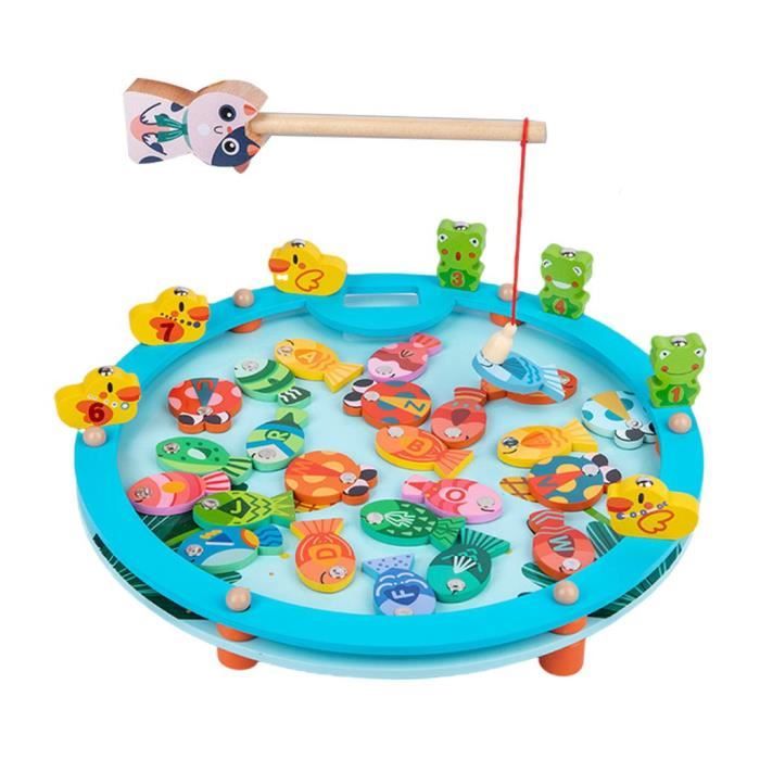 Jouet de pêche en bois magnétique attraper le comptage avec tige pour les tout-petits lettres