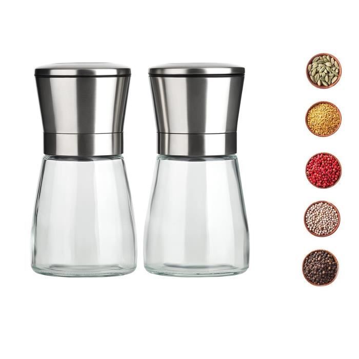 Moulin pour Poivre sel de mer Salt and Pepper Grinder avec Meule en Céramique Réglable Broyeur à Épices Aloces Moulin à Poivre et Sel Manuel sel de l/'Himalaya