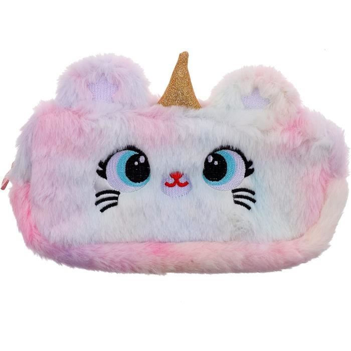 Trousse à Crayons En Peluche Mignonne Avec Grand Compartiment - Organisateur De Stylos Ou Trousse De Maquillage Pour Fille, étudiante, Femme - Couleur Jaune