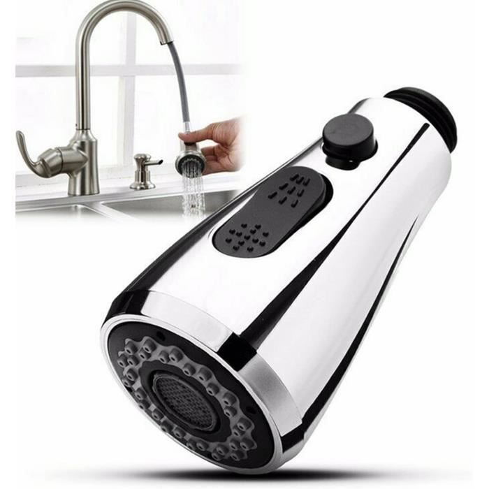 Pommeau De Douche Extractible Pour Évier Cuisine - 2 Modes (Douche/Bulle), Filetage G1/2, Noir