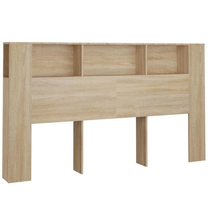 Tête de lit avec rangement accessoire de lit table de chevet etagère 180 par 185 par 1045 MDF couleur chêne