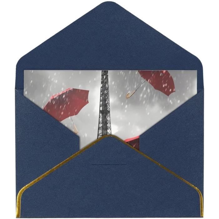 Cartes De Vœux Vierges Motif Tour Eiffel Paris - 10,2 X 15,2 Cm, Papier Nacré, Avec Enveloppes - Pour Anniversaire, Noël, Mariage - 5