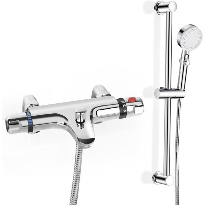 Robinet De Baignoire Double Fonction Avec Bec Pivotant Et Pommeau De Douche à Main - Finition Noire - Neuf
