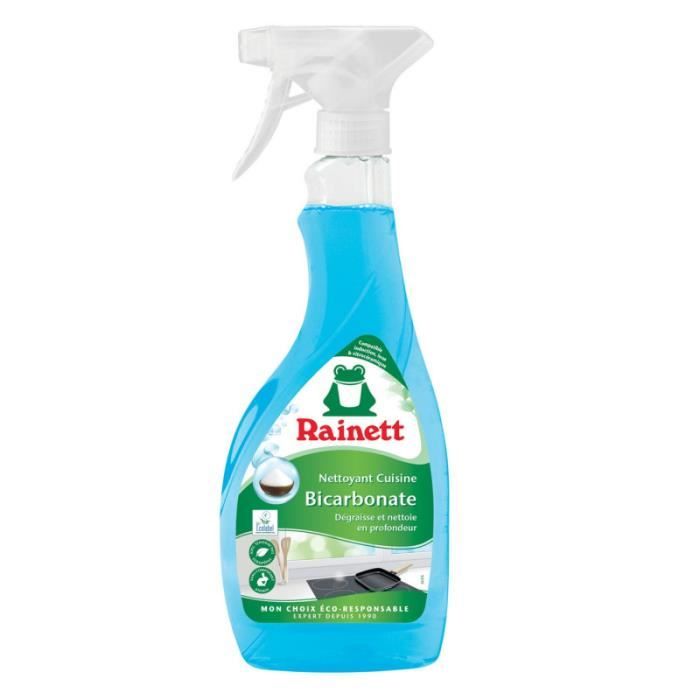 Pack de 8 - Rainett Nettoyant Cuisine Dégraissant Ecologique Bicarbonate - Spray Eco Conçu 500ml