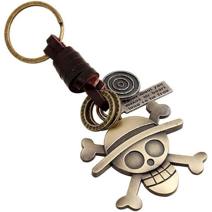 Porte Clé Tête De Mort Vintage Des Alliages Métal Tissés Porte Clef En Cuir Pour Hommes[n1939
