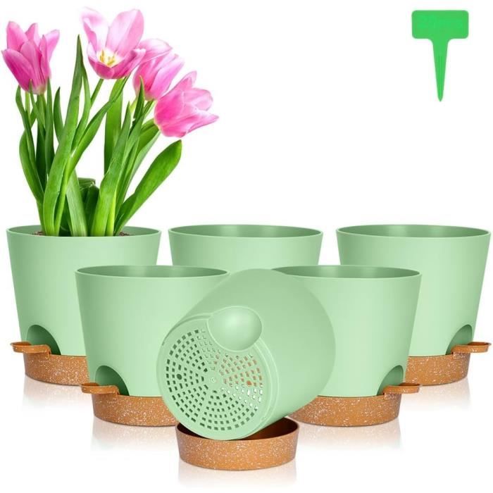 6 Pièces Pot De Fleurs Auto-Arrosant Pour Lintérieur - Plastique