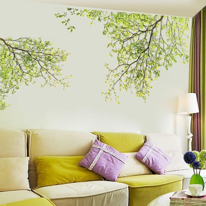 Stickers Muraux Lierre Vert - Déco Plante Grimpante, 8 Feuilles 21x30cm, Amovible Et Imperméable