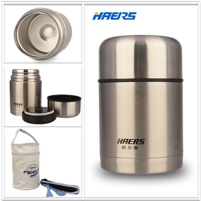 HAERS pot isotherme en acier inox de 600ml sac isotherme alimentaire conteneur vide Lunch   Box Thermos