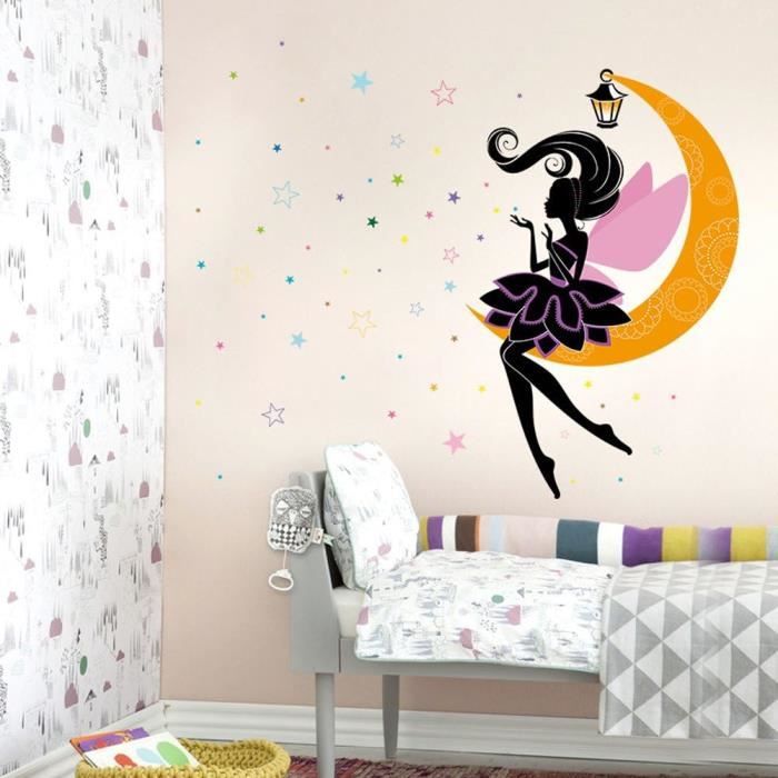 Ange Fille Papillon Vinyle Stickers Muraux Pour Les Chambres D'Enfants
