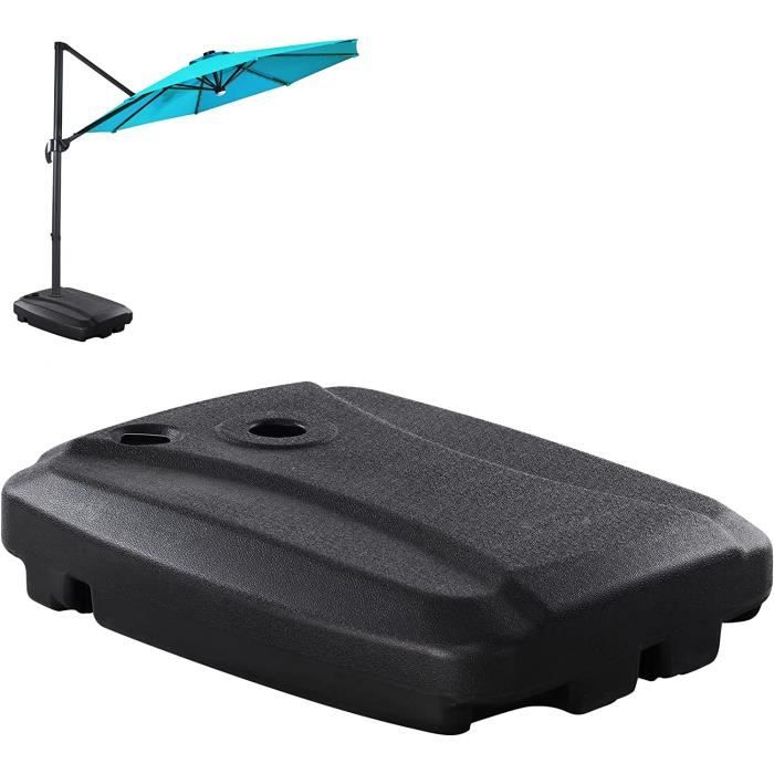 Pied De Parasol Abician Carré - Base Remplissable 37L, Roulettes, Pour Mât 3.8/4.8cm, Jardin/Piscine