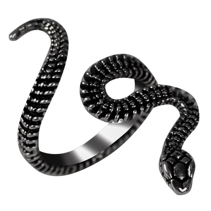 Bagues serpent couleur noir argent metal Punk ouvert ajustable Design Animal exagere pour JZ202 black redimensionnable Achat Vente bracelet gourmette Bagues serpent couleur noir ar Argent Noir Cd