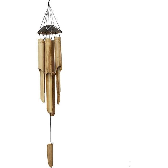 Carillon éolien En Bambou - Style Oriental - 6 Tubes - Longueur 25 Cm