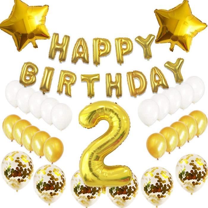 Lot De 2 Ballons Decoratifs Pour Anniversaire De 2 Ans Dore Decoration D Anniversaire Pour Fille Et Femme 2 Ballons Decoratifs Cdiscount Maison