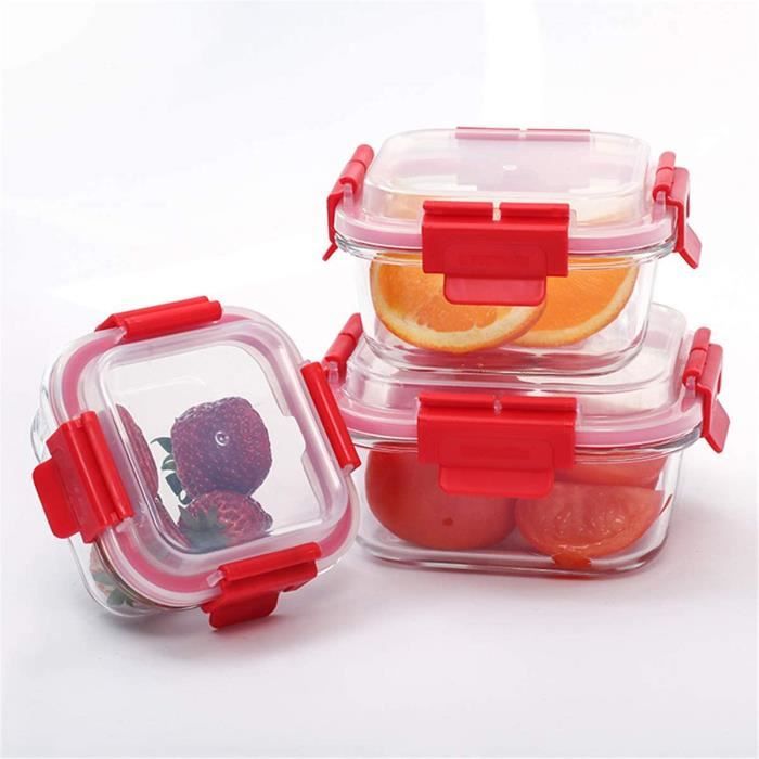 Lot De 4 Boîtes Alimentaires En Verre ERUIV 1040ML - Hermétiques, Micro-ondes, Lave-vaisselle | Sans BPA