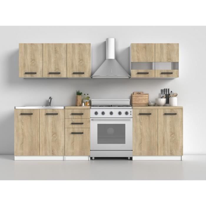 ELIF - Cuisine Complète Modulaire + Linéaire L 200 cm 6 pcs - Plan de travail INCLUS - Ensemble meubles armoires cuisine