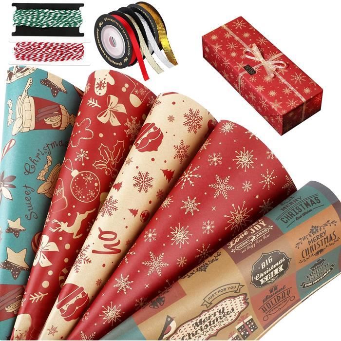 Papier cadeau Papier de Noël Rouleau Papier d'emballage Fête des récoltes  Taille : 70 x 50 cm, 5 modèles différents - Cdiscount Beaux-Arts et Loisirs  créatifs