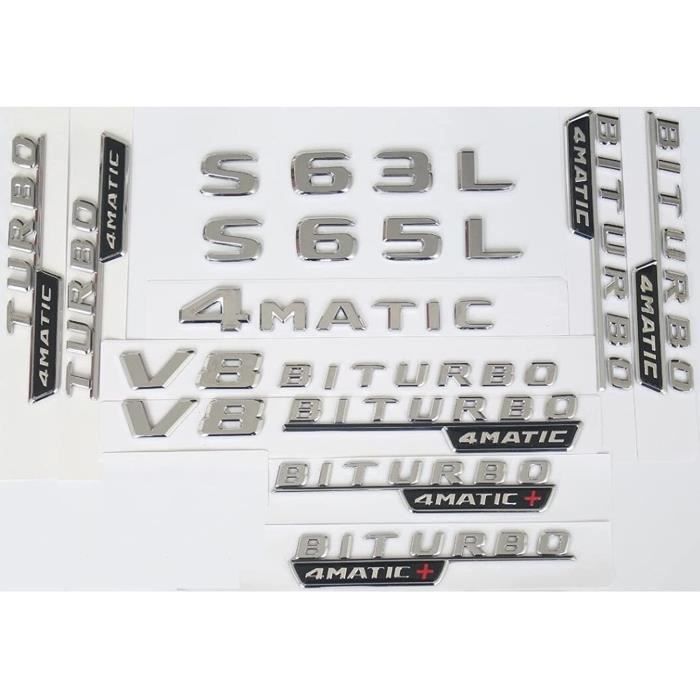 Lettres Insigne Mercedes-Benz Classe A En 3D/2D - Argent/Noir - Adhésif Pour Hayon