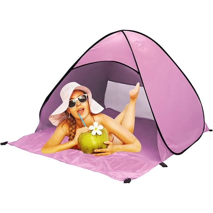 Abri Plage Protection UV Tente Plage NXONE 2-3 Personnes - Protection UV 210D - 3 Fenêtres Maille - Sol étendu Tente Plage Protection UV