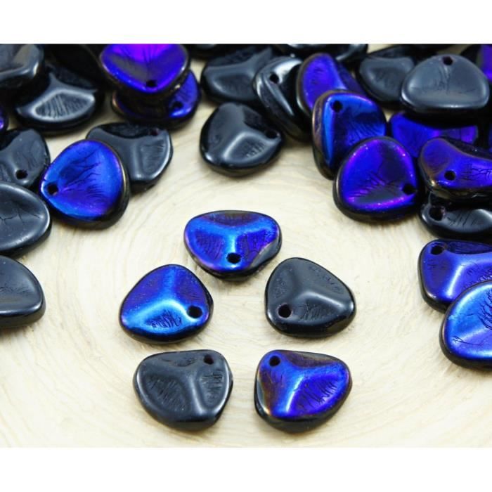 50pcs Metallise Bleu Azure Opaque Noir De Jais De La Moitie De La Rose Petale De Fleur Verre Tcheque Perles De 8mm X 7mm Cdiscount Beaux Arts Et Loisirs Creatifs