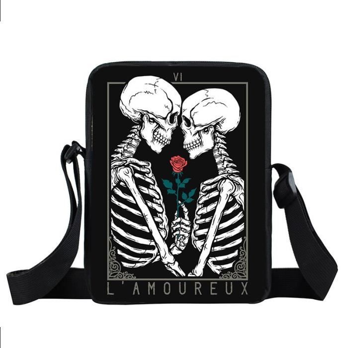 Sac bandouli?�re pour adolescents - XKBKL105cw - Faucheuse de cr?�ne - Noir - Synth?�tique 