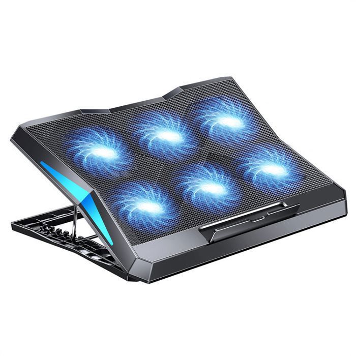 Refroidisseurs PC Portable Ordinateur de 12 à 17 Pouces Silencieux Support Ventilé pour Ordinateur Portable 2 Ports USB 6 Ventila
