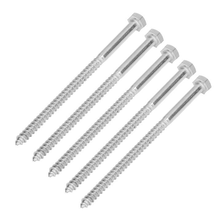 Lot De 15 Tire-fond Hexagonaux M8x100mm - Acier Carbone, Autotaraudeurs, Uxcell