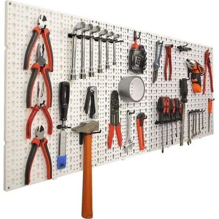 Panneaux muraux de rangement pour outils + crochets - Cdiscount