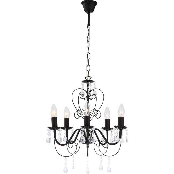 globo lighting lustre cristaux acryliques o 44 cm h 150 cm metal noir achat vente globo lighting lu 63127 5 metal et cristaux acrylique cdiscount