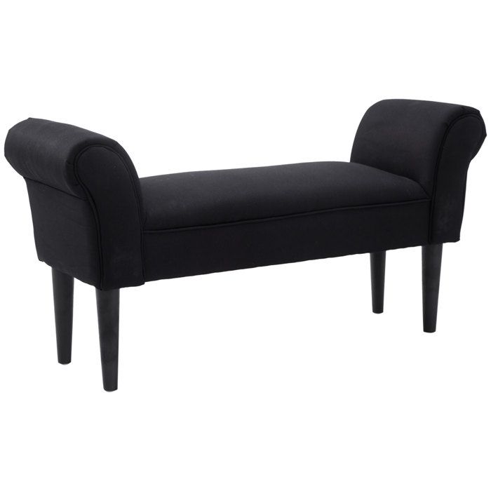 Banc Entrée Bout de Lit - HOMCOM - Rembourré pour Chambre à Coucher - Tissu à Voile - 102x36x51cm - Noir