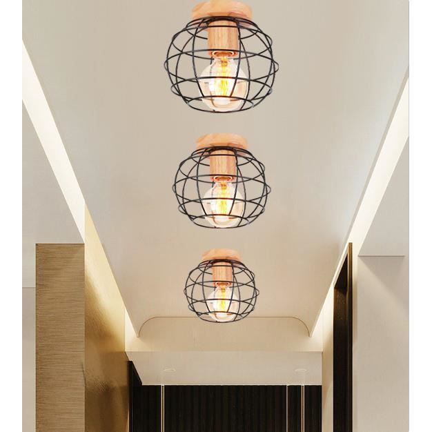 U-do Lot de 4 Plafonnier Vintage en Cage Couloir Noir,E27 Lustre