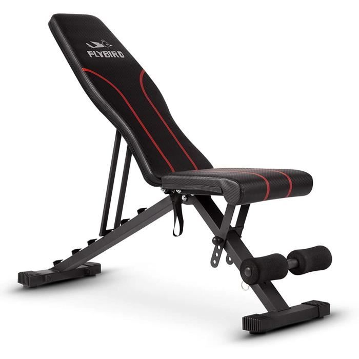 Banc Musculation IDMarket Pliable Réglable - 7 Niveaux Inclinaison Avec Élastiques