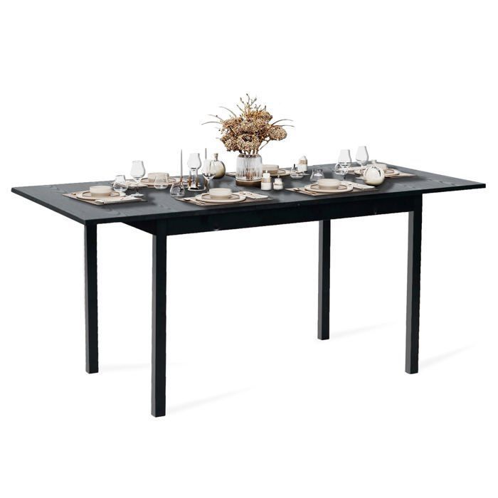 MEUBLES COSY Table de Salle à Manger Extensible Rectangulaire4-6 PersonnesPieds en MétalPlateaux en MDFNoir - 120/160 cm